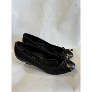 Ralph Lauren black leather pumps wedges size 9
